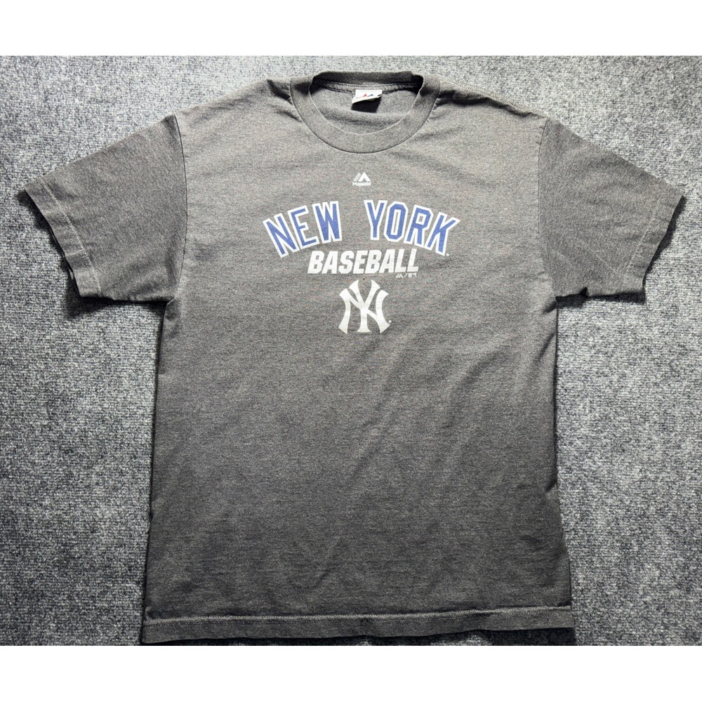 Majestic New York Yankees Baseball T Shirt Gray Adult Large MLB Fan Gear